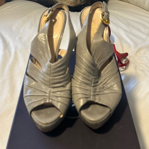 Prada Grey Leather 7 1/5 4” Heels - Picture 6 of 9